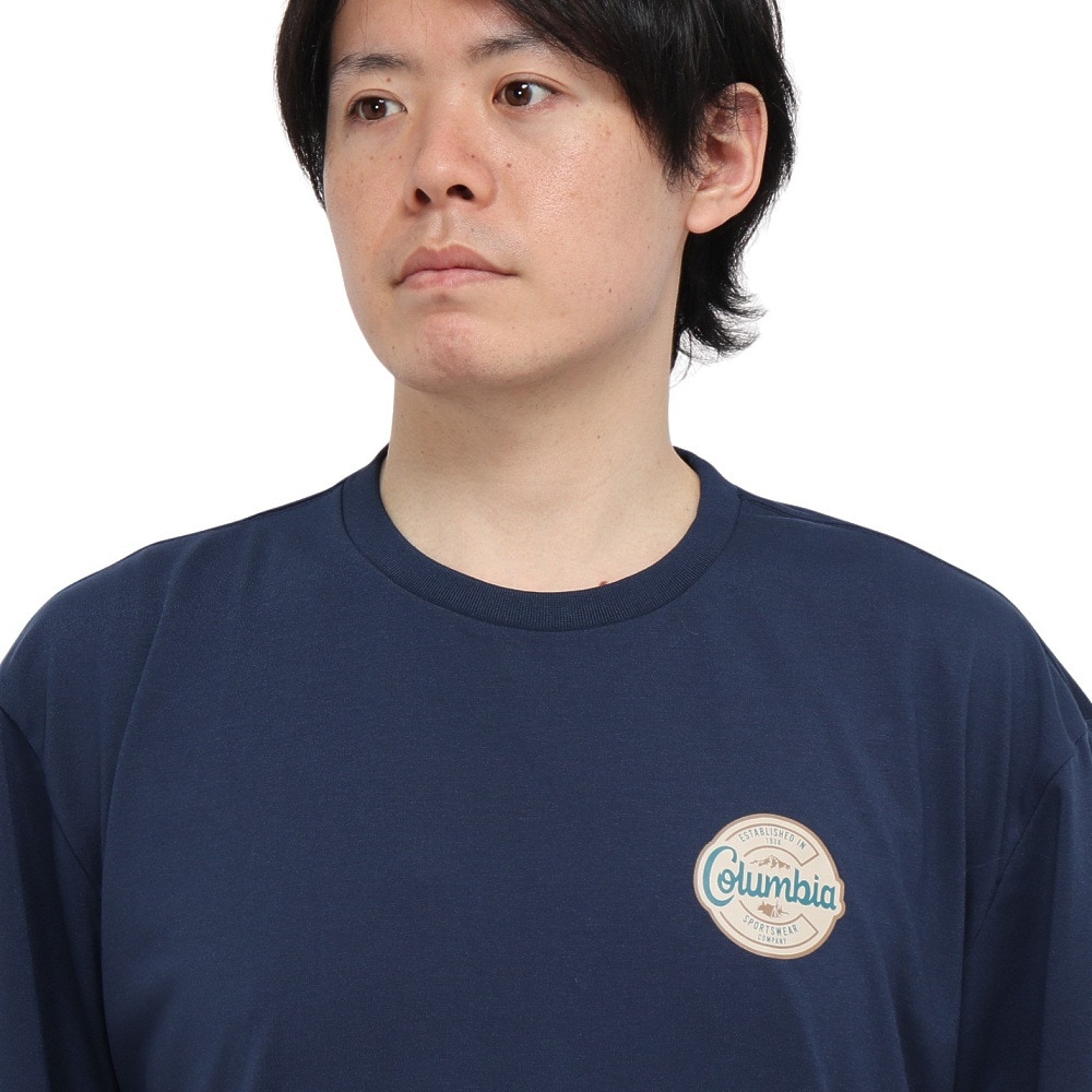 コロンビア（Columbia）（メンズ）半袖Tシャツ CEDER TRAIL グラフィック AE5759 464 ネイビー