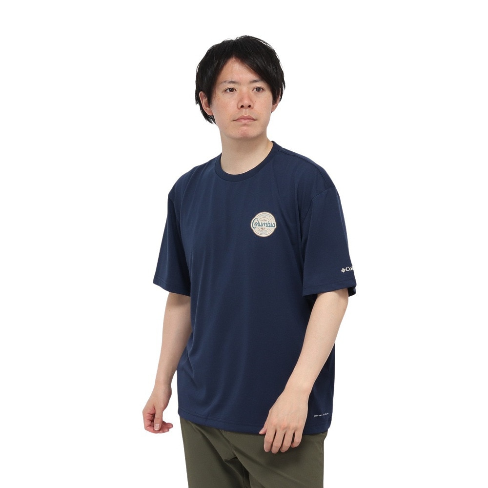 コロンビア（Columbia）（メンズ）半袖Tシャツ CEDER TRAIL グラフィック AE5759 464 ネイビー