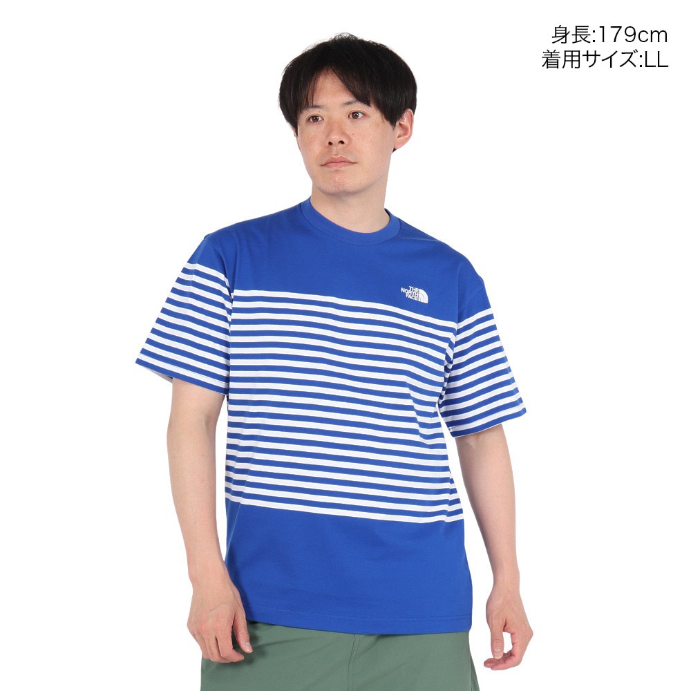 ザ・ノース・フェイス（THE NORTH FACE）（メンズ）半袖Tシャツ ショートスリーブパネルボーダーティー NT32406 HB ブルー