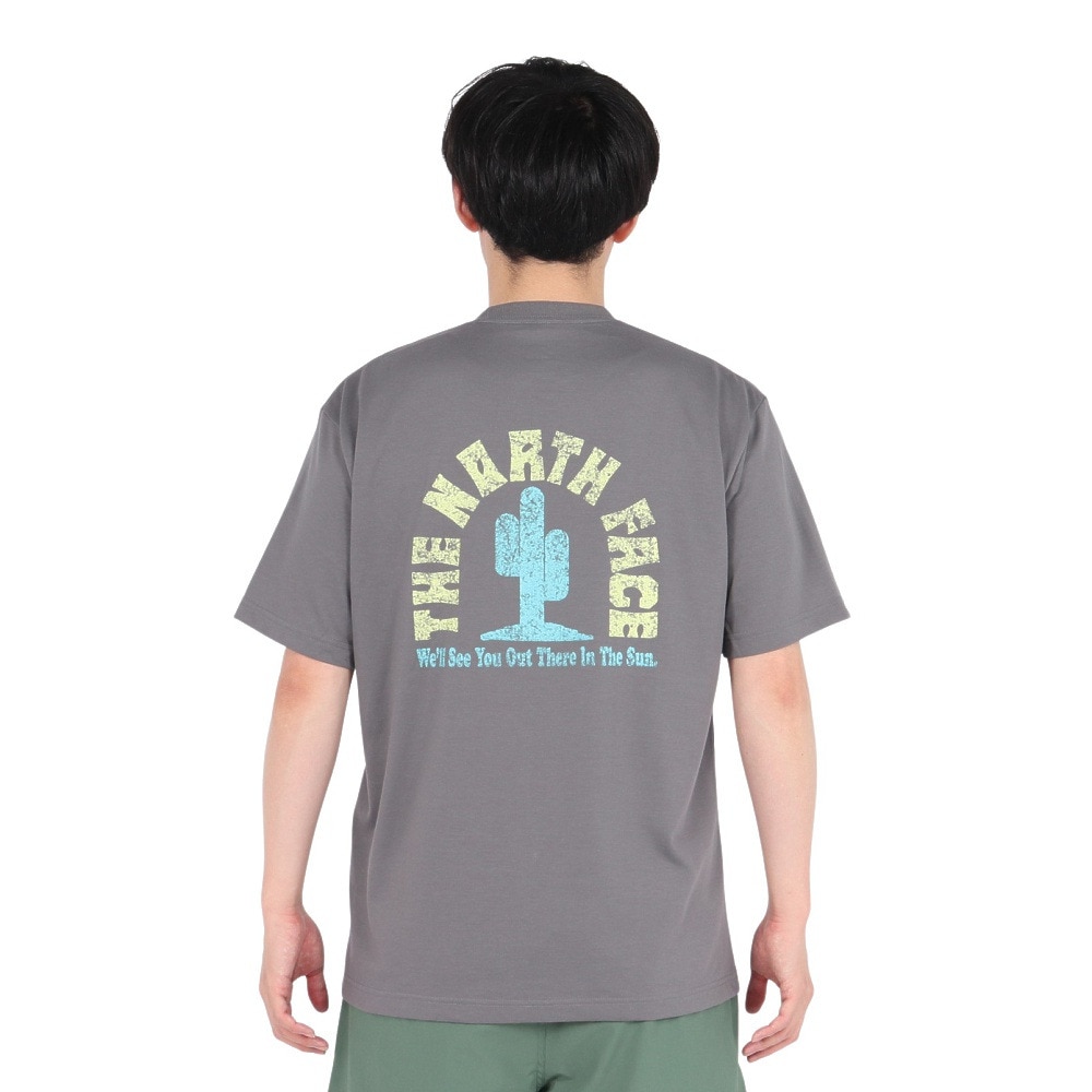 ザ・ノース・フェイス（THE NORTH FACE）（メンズ、レディース）半袖Tシャツ ショートスリーブフラッシュドライカクタスロゴティー NT32545 SP グレー