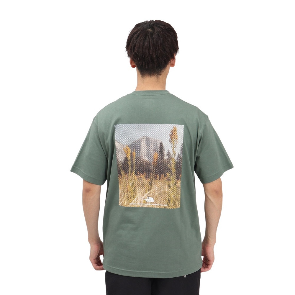 ザ・ノース・フェイス（THE NORTH FACE）（メンズ、レディース）半袖フラッシュドライ ピクセルプラント コットンTシャツ NT32549 DG