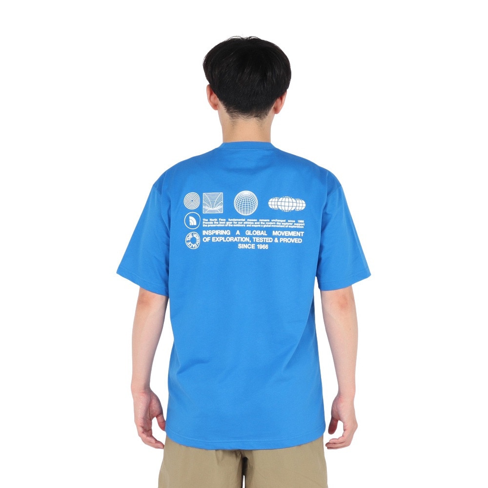ザ・ノース・フェイス（THE NORTH FACE）（メンズ、レディース）半袖Tシャツ ショートスリーブフラッシュドライグローブグリッドコットンティー NT32550 HB ブルー