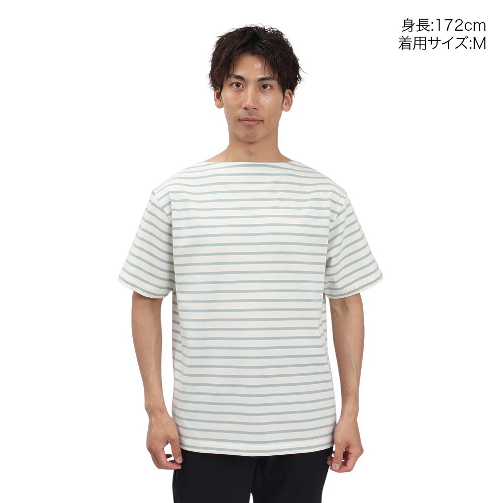 ヘリーハンセン（HELLY HANSEN）（メンズ）ショートスリーブ マリンボーダーTシャツ HH62511 TG ホワイト×グレー 速乾