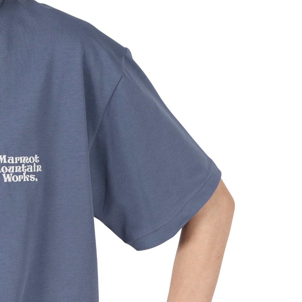 マーモット（Marmot）（メンズ）半袖Tシャツ MMW エンブロイダリーTシャツ MTSS25MST064-C079 インディゴブルー 速乾