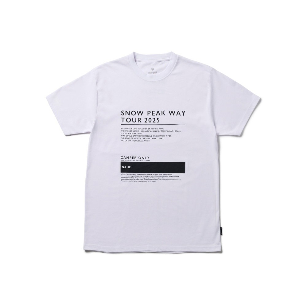 スノーピーク（snow peak）（メンズ、レディース）半袖Tシャツ SPW Tour 2025 T-Shirt TS-25SU102 001