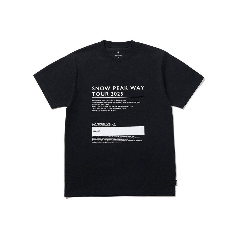 スノーピーク（snow peak）（メンズ、レディース）半袖Tシャツ SPW Tour 2025 T-Shirt TS-25SU102 019