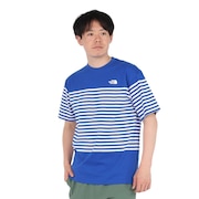 (メンズ)半袖Tシャツ ショートスリーブパネルボーダーティー NT32406 HB ブルー 速乾