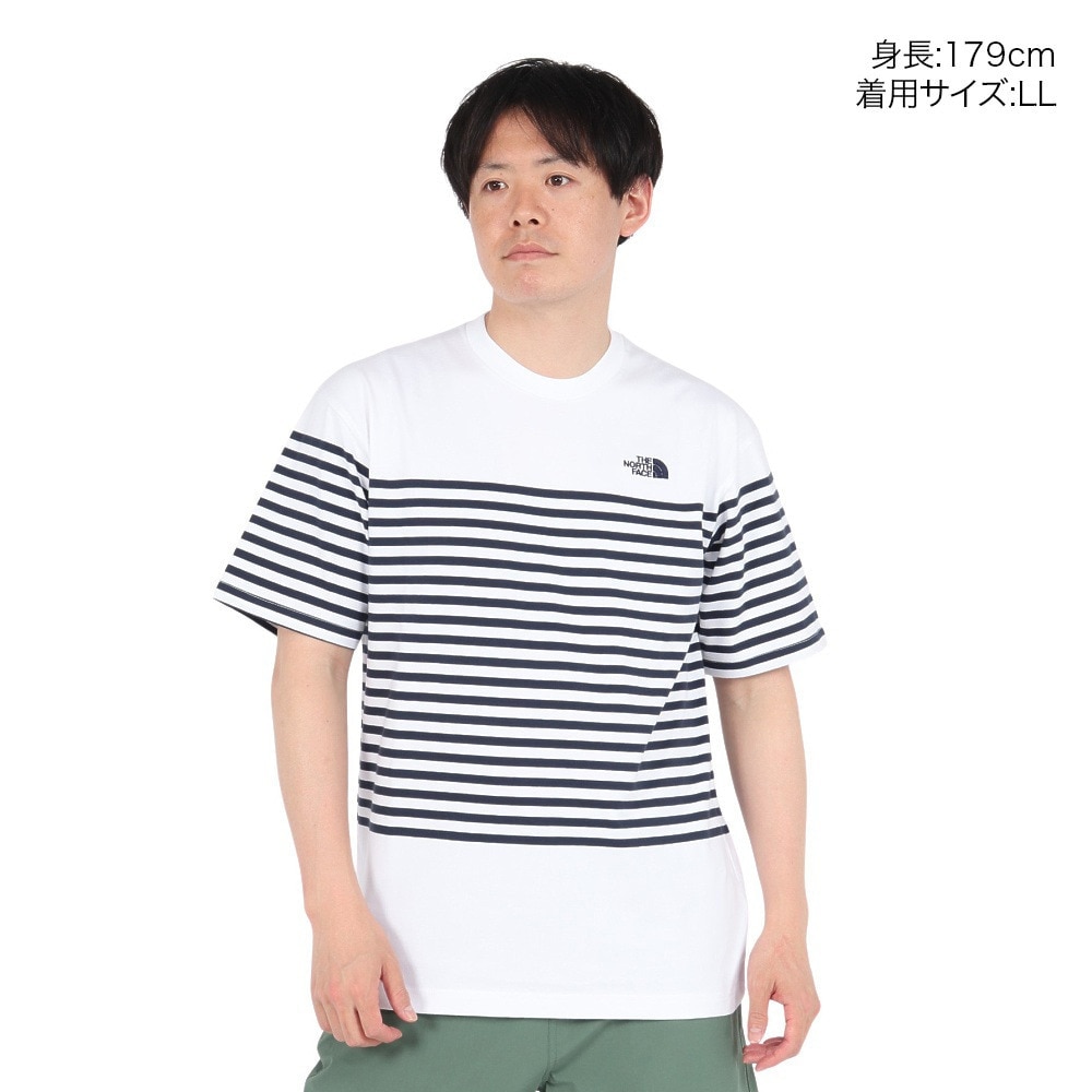 ザ・ノース・フェイス（THE NORTH FACE）（メンズ）半袖Tシャツ ショートスリーブパネルボーダーティー NT32406 W2 ホワイト 速乾