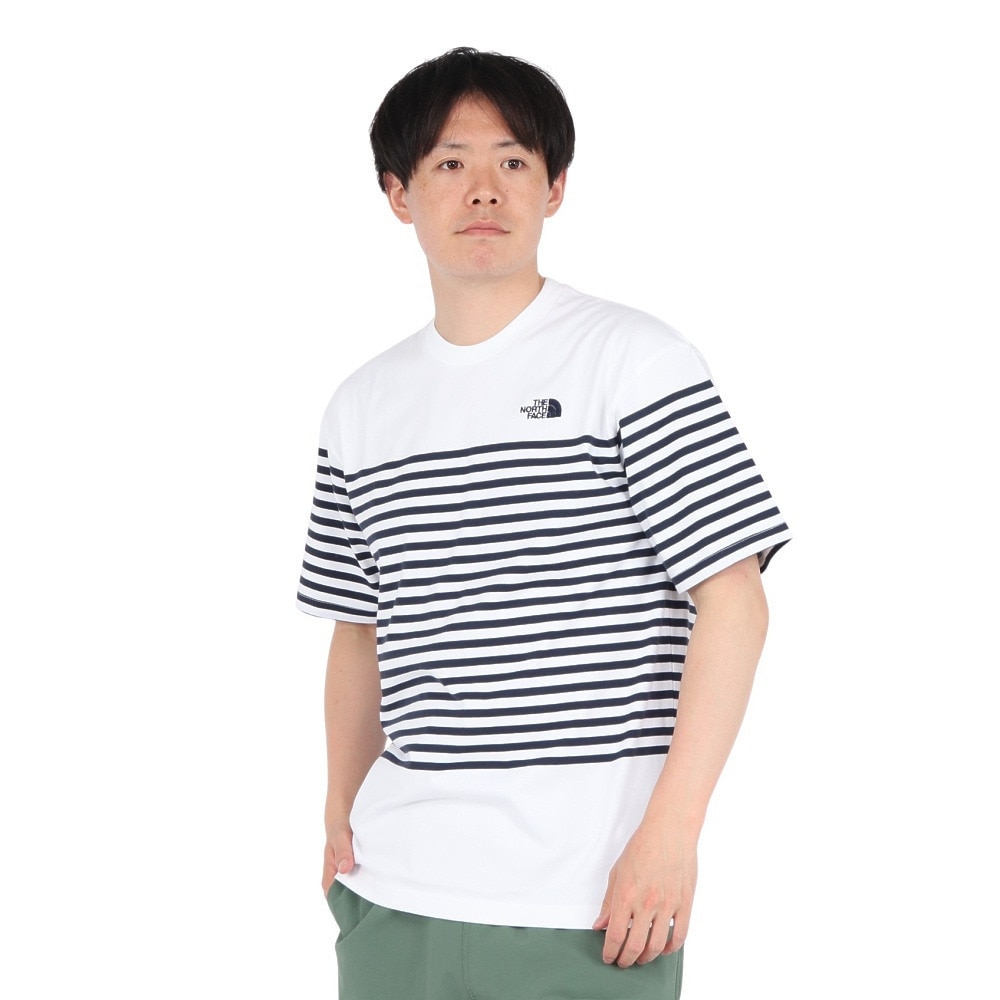ザ・ノース・フェイス（THE NORTH FACE）（メンズ）半袖Tシャツ ショートスリーブパネルボーダーティー NT32406 W2 ホワイト 速乾