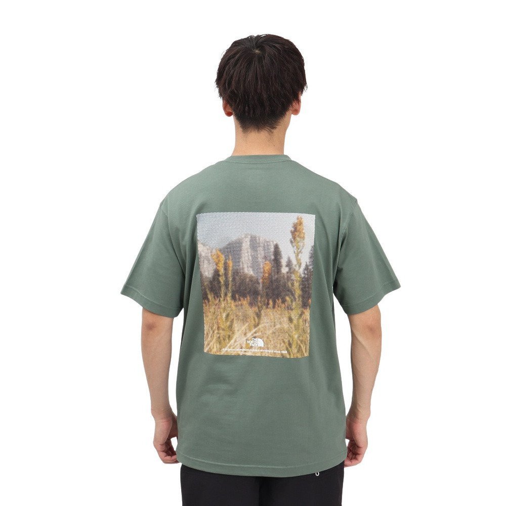 ザ・ノース・フェイス（THE NORTH FACE）（メンズ、レディース）半袖フラッシュドライ ピクセルプラント コットンTシャツ NT32549 DG 速乾