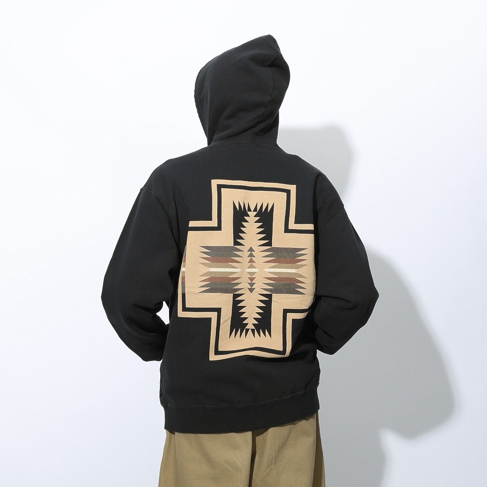 ペンドルトン（PENDLETON）（メンズ、レディース）フレンチテリー バックプリント 長袖ジップアップフーディー 19807036 BLK