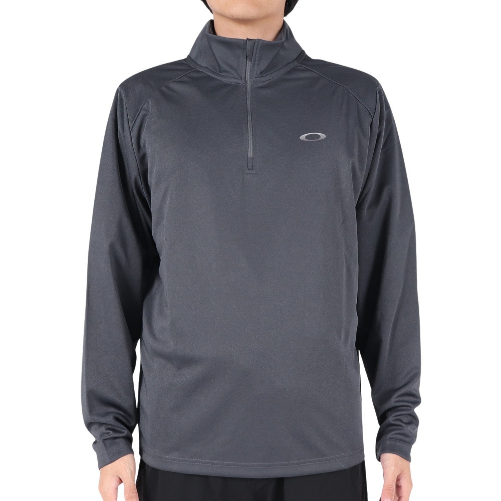 オークリー（OAKLEY）（メンズ）長袖 トップス ハーフジップ Foundational 1/4 zip FOA404792-25N グレー 吸汗速乾 