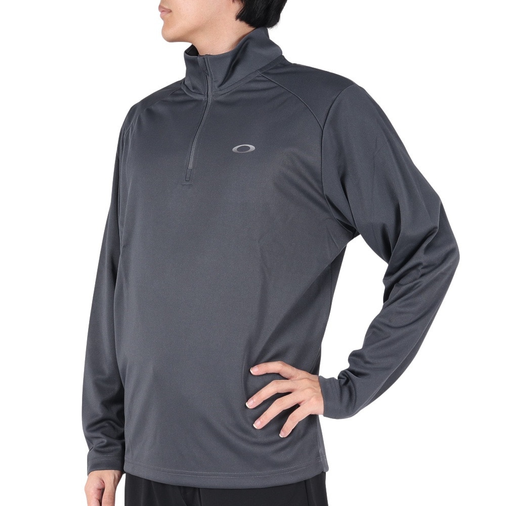 オークリー（OAKLEY）（メンズ）長袖 トップス ハーフジップ Foundational 1/4 zip FOA404792-25N グレー 吸汗速乾 
