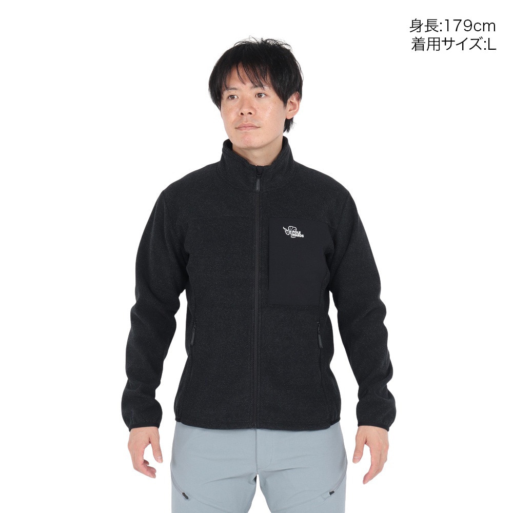 POLEWARDS（メンズ）アウター フリース ジップアップ エアロフリース ジャケット PW2SJZ01 BLK ブラック 軽量 保温