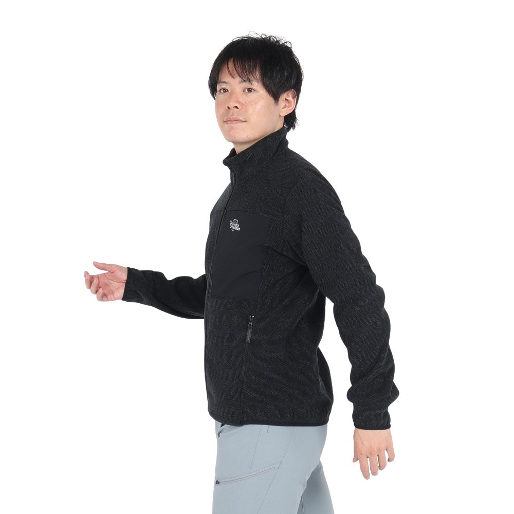 POLEWARDS（メンズ）アウター フリース ジップアップ エアロフリース ジャケット PW2SJZ01 BLK ブラック 軽量 保温