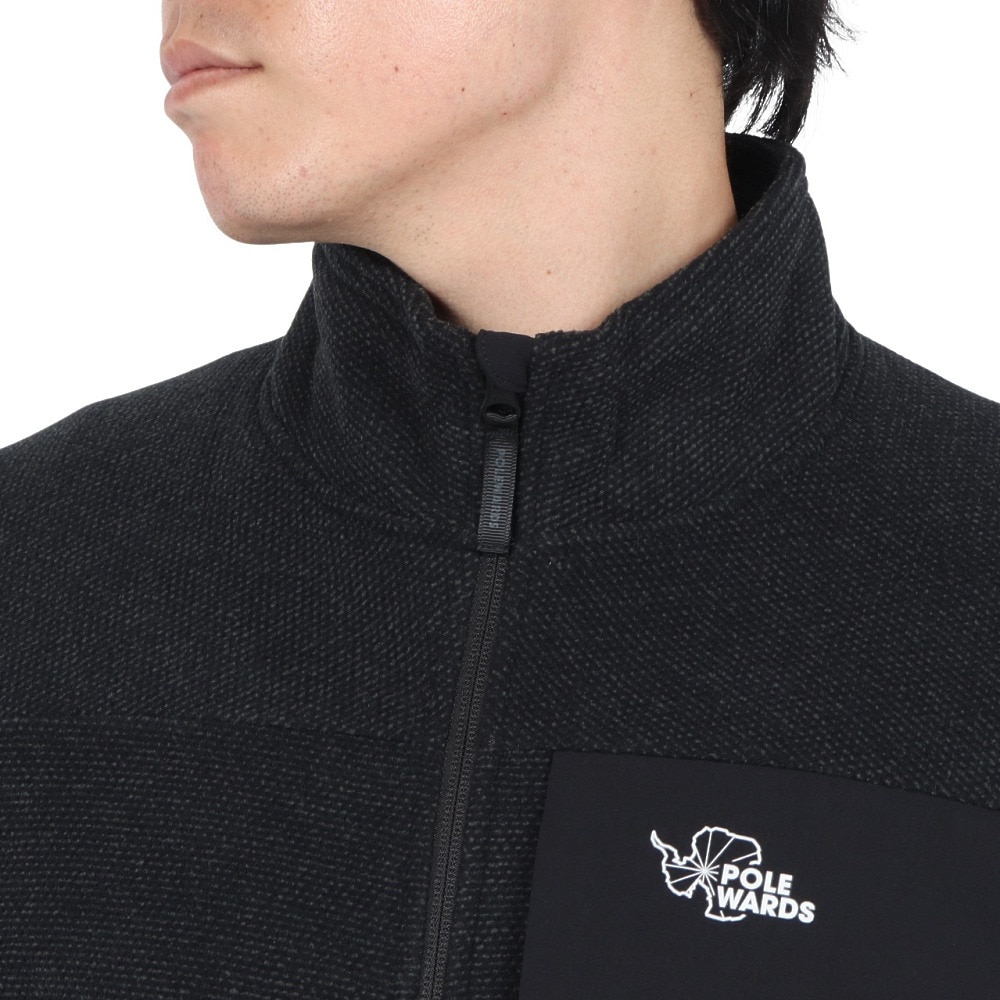 POLEWARDS（メンズ）アウター フリース ジップアップ エアロフリース ジャケット PW2SJZ01 BLK ブラック 軽量 保温