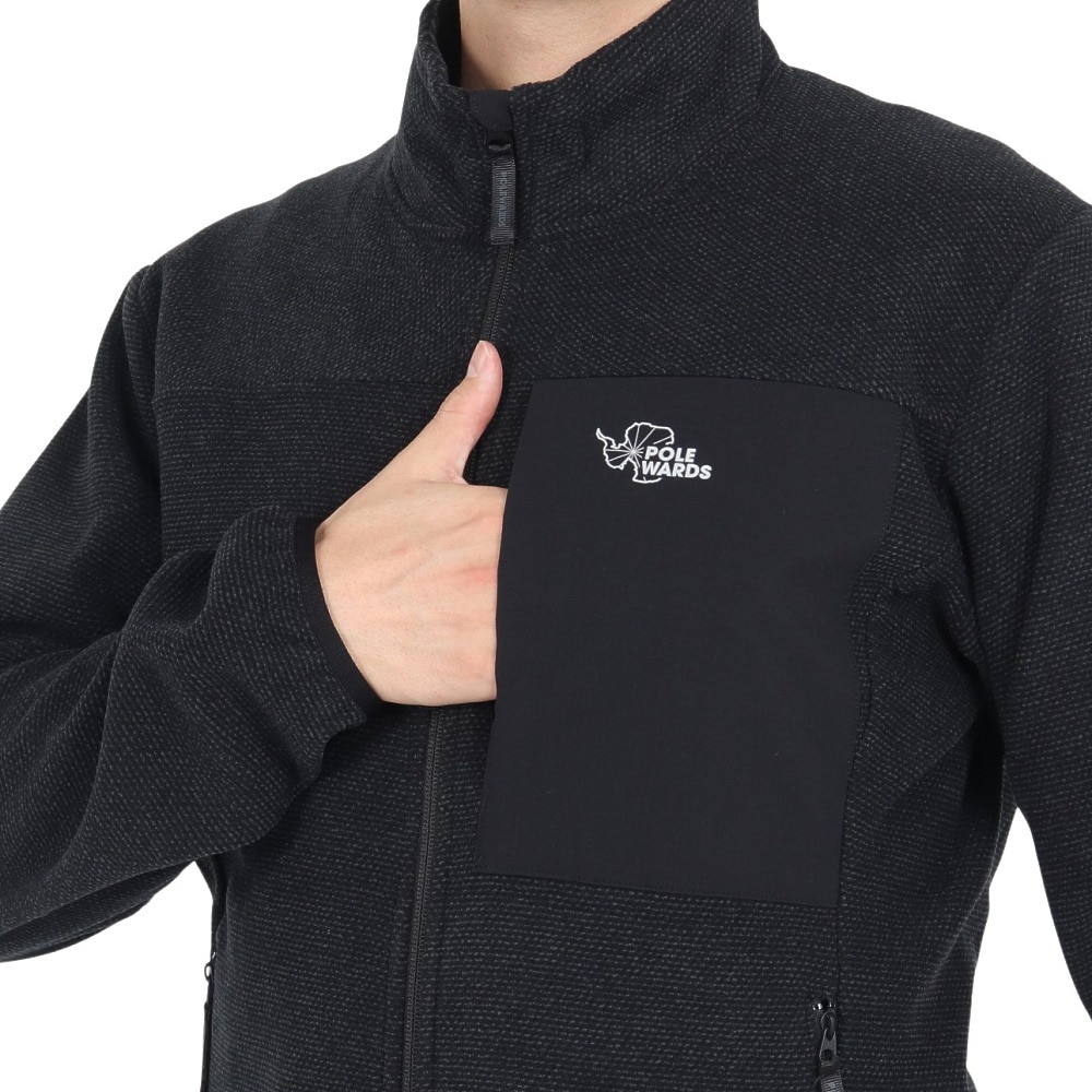 POLEWARDS（メンズ）アウター フリース ジップアップ エアロフリース ジャケット PW2SJZ01 BLK ブラック 軽量 保温