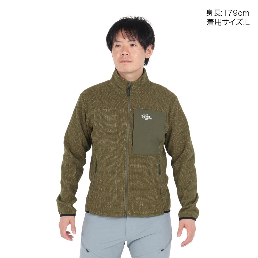 POLEWARDS（メンズ）アウター フリース ジップアップ エアロフリース ジャケット PW2SJZ01 OLV オリーブ 軽量 保温