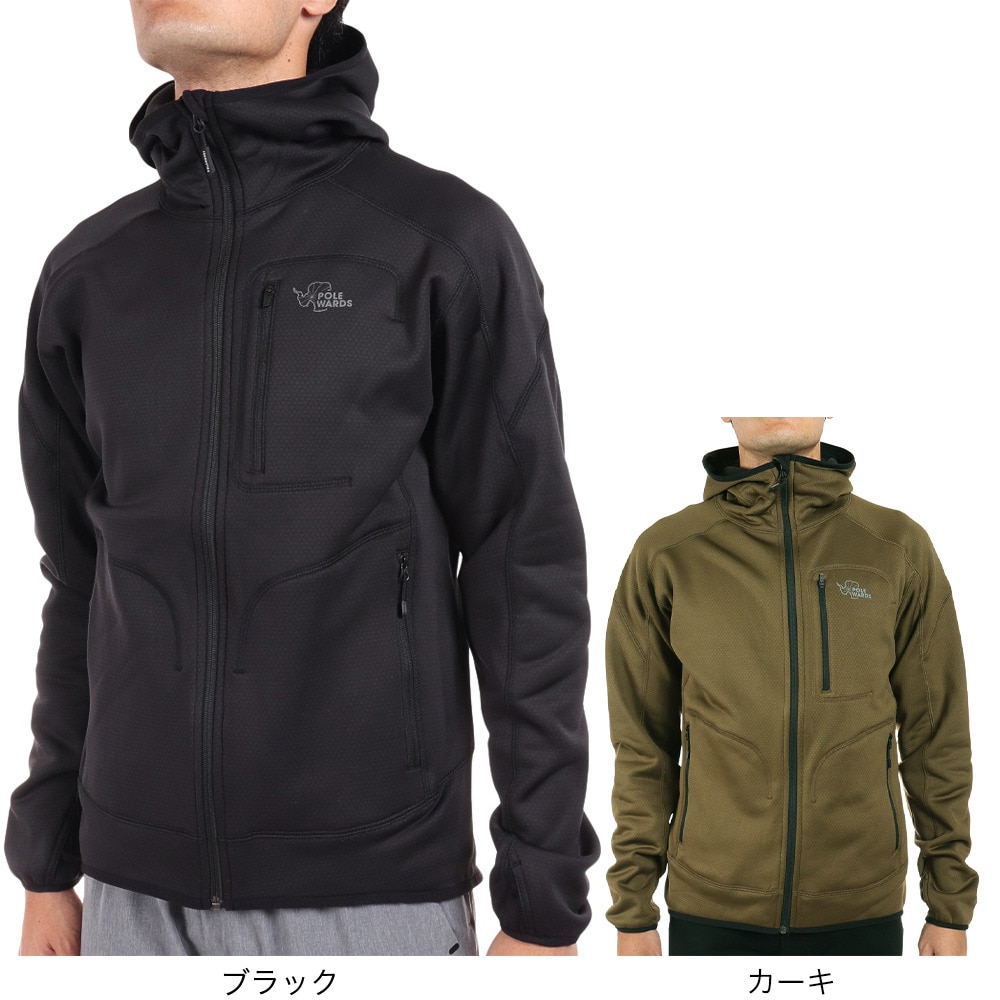 POLEWARDS（メンズ）フルジップ フリース デュラフェイス ストレッチ フィーディー PW2LJN02 BLK