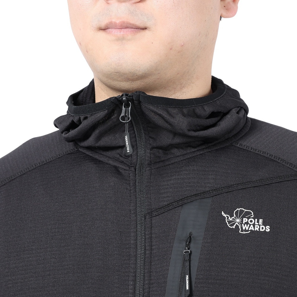 POLEWARDS（メンズ）アウター テックフェイス ストレッチ フーディージャケット PW2LJN04 BLK ブラック 保温性