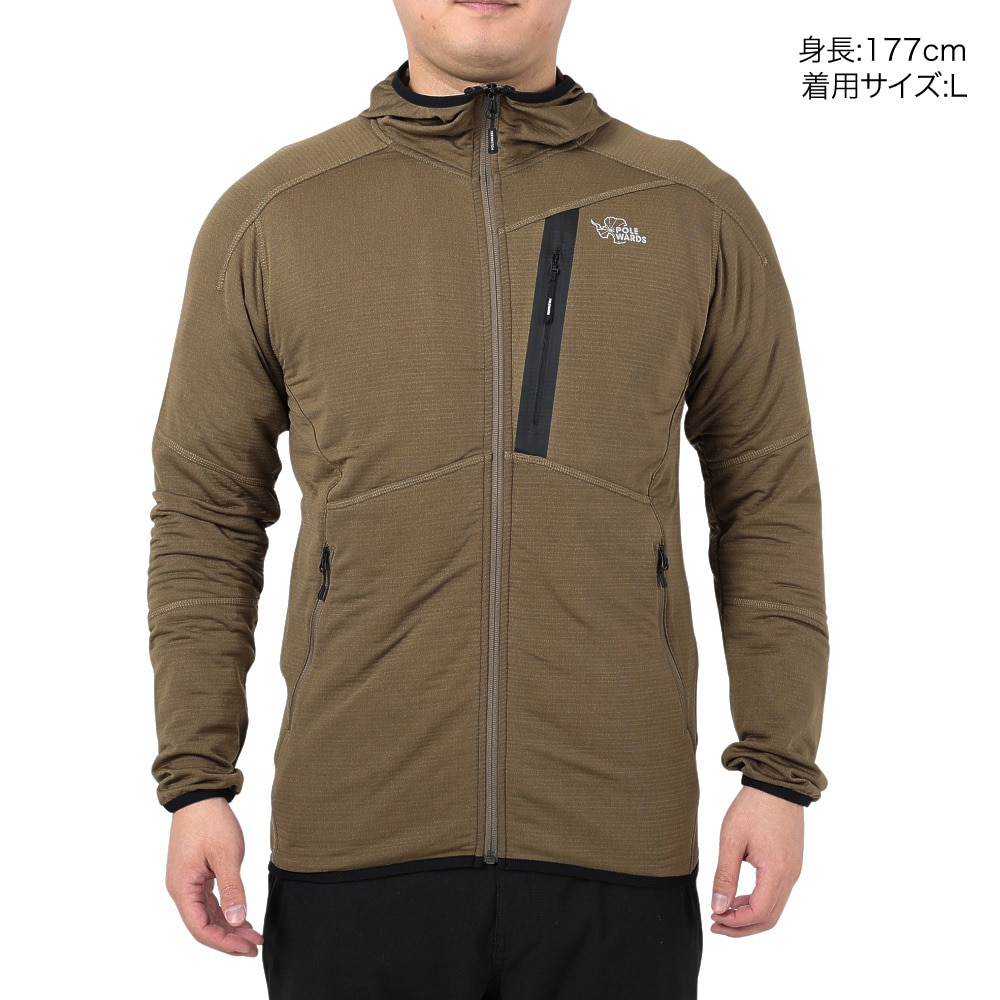 POLEWARDS（メンズ）アウター テックフェイス ストレッチ フーディージャケット PW2LJN04 KHK カーキ 保温性
