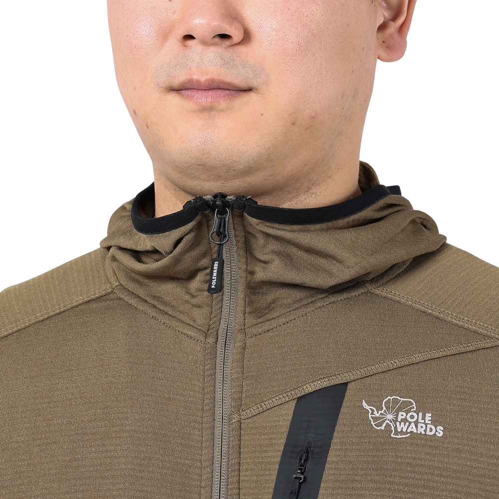 POLEWARDS（メンズ）アウター テックフェイス ストレッチ フーディージャケット PW2LJN04 KHK カーキ 保温性