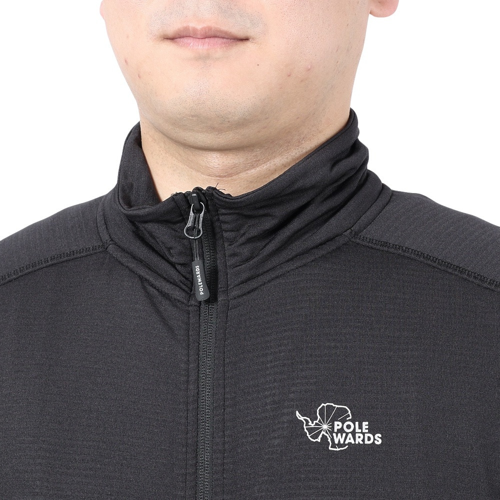 POLEWARDS（メンズ）アウター テックフェイス ストレッチ ジャケット PW2LJN05 BLK ブラック スタンドカラー 保温性