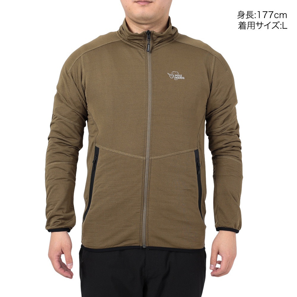 POLEWARDS（メンズ）アウター テックフェイス ストレッチ ジャケット PW2LJN05 KHK カーキ スタンドカラー 保温性