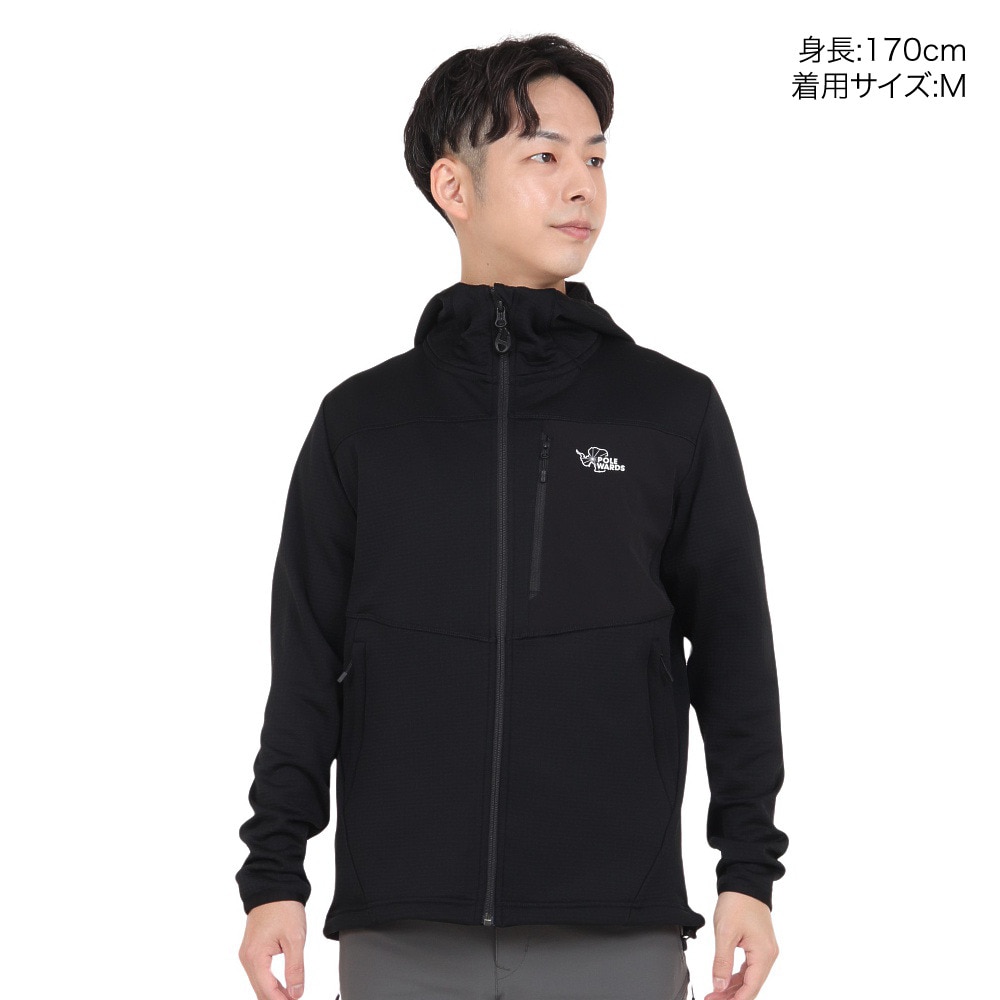 POLEWARDS（メンズ）フリース ジャケット フュージョンドライpp パワーグリッド フーディー PW2QJZ05 BLK ブラック