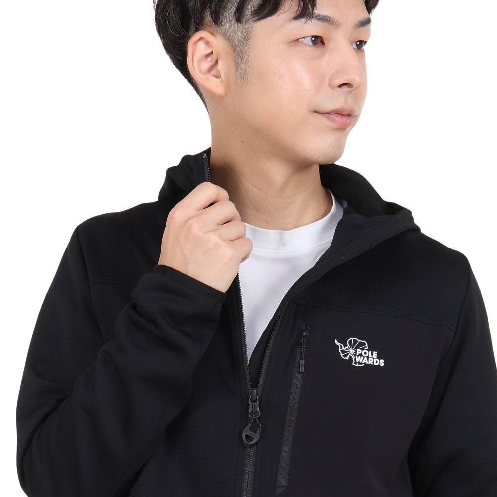 POLEWARDS（メンズ）フリース ジャケット フュージョンドライpp パワーグリッド フーディー PW2QJZ05 BLK ブラック