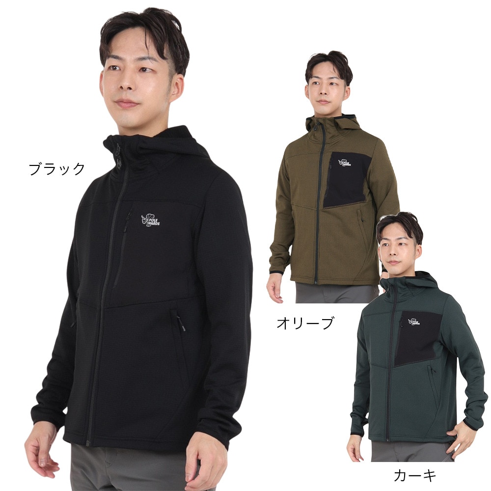 POLEWARDS（メンズ）フリース ジャケット フュージョンドライpp パワーグリッドフーディー PW2QJZ05 OLV オリーブ