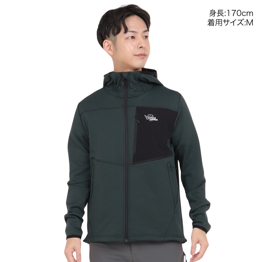 POLEWARDS（メンズ）フリース ジャケット フュージョンドライpp パワーグリッド フーディー PW2QJZ05 KAK カーキ