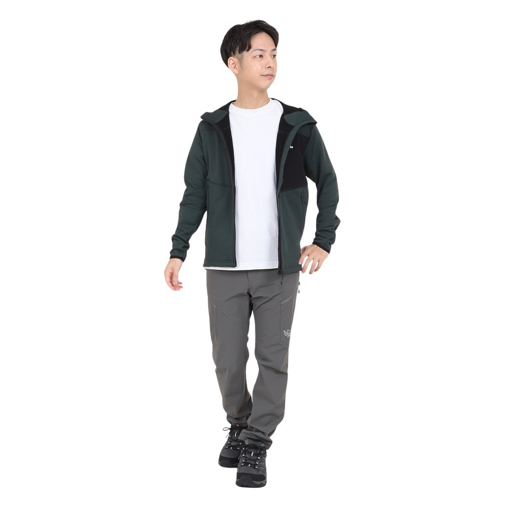 POLEWARDS（メンズ）フリース ジャケット フュージョンドライpp パワーグリッド フーディー PW2QJZ05 KAK カーキ
