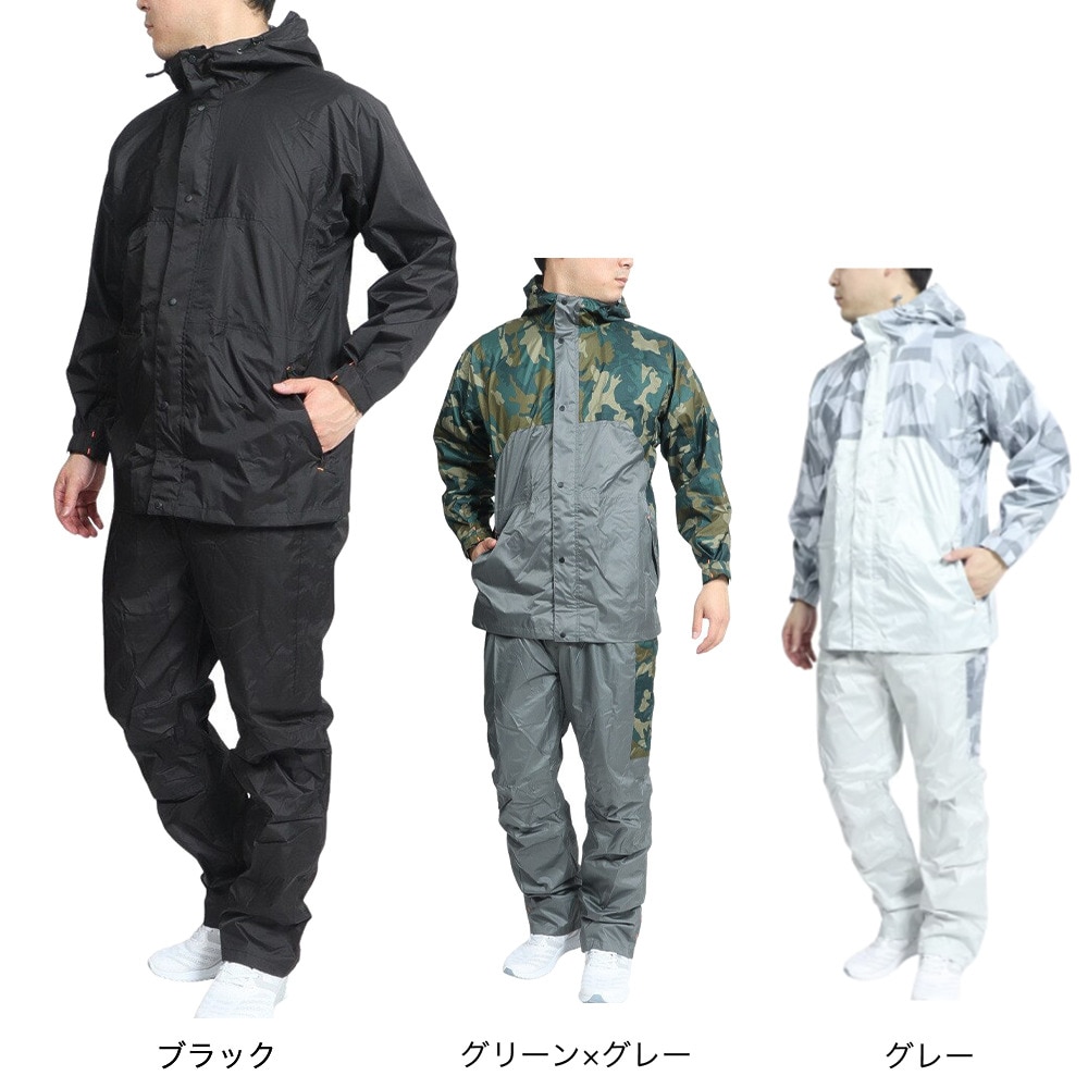 マック（Makku）（メンズ）レインウェア 上下セット 雨具 防水 透湿 軽量 クロスオーバーレインスーツ AS-8510 GR グレー