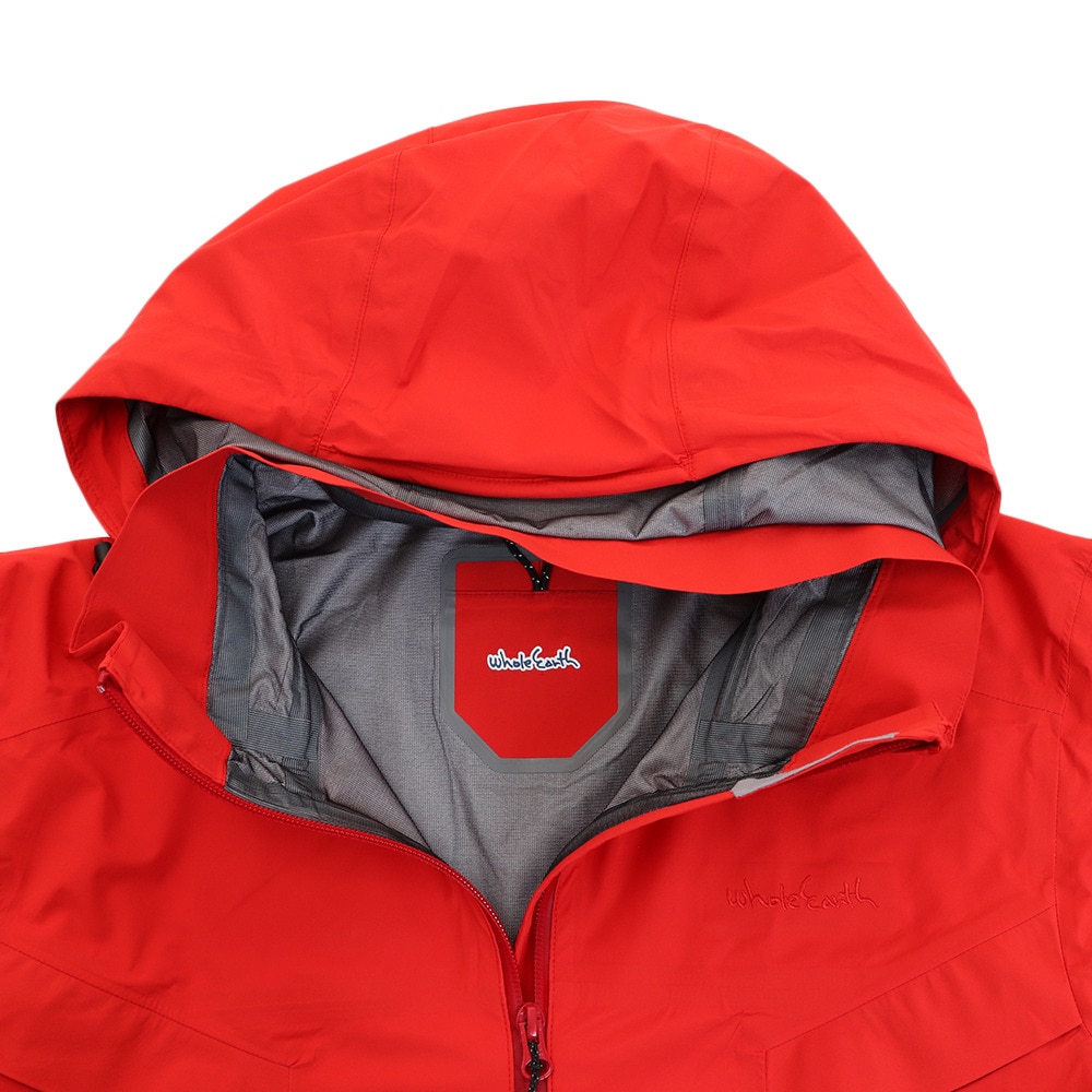 ホールアース（Whole Earth）（メンズ）ストレッチレインジャケット レッド WE21JN11RED レインウェア 防水 アウトドア キャンプ レジャー 登山 雨具