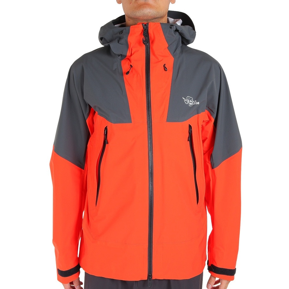 POLEWARDS（メンズ）透湿防水 デュアルフォース 技術 ストレッチレインジャケット PW2KJN01 RED レッド 収納袋付 レインウェア★★★