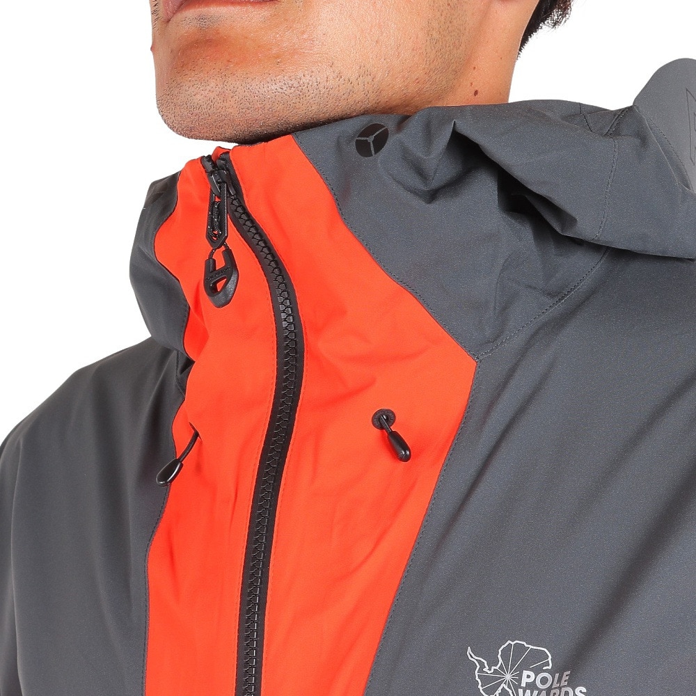 POLEWARDS（メンズ）透湿防水 デュアルフォース 技術 ストレッチレインジャケット PW2KJN01 RED レッド 収納袋付 レインウェア★★★