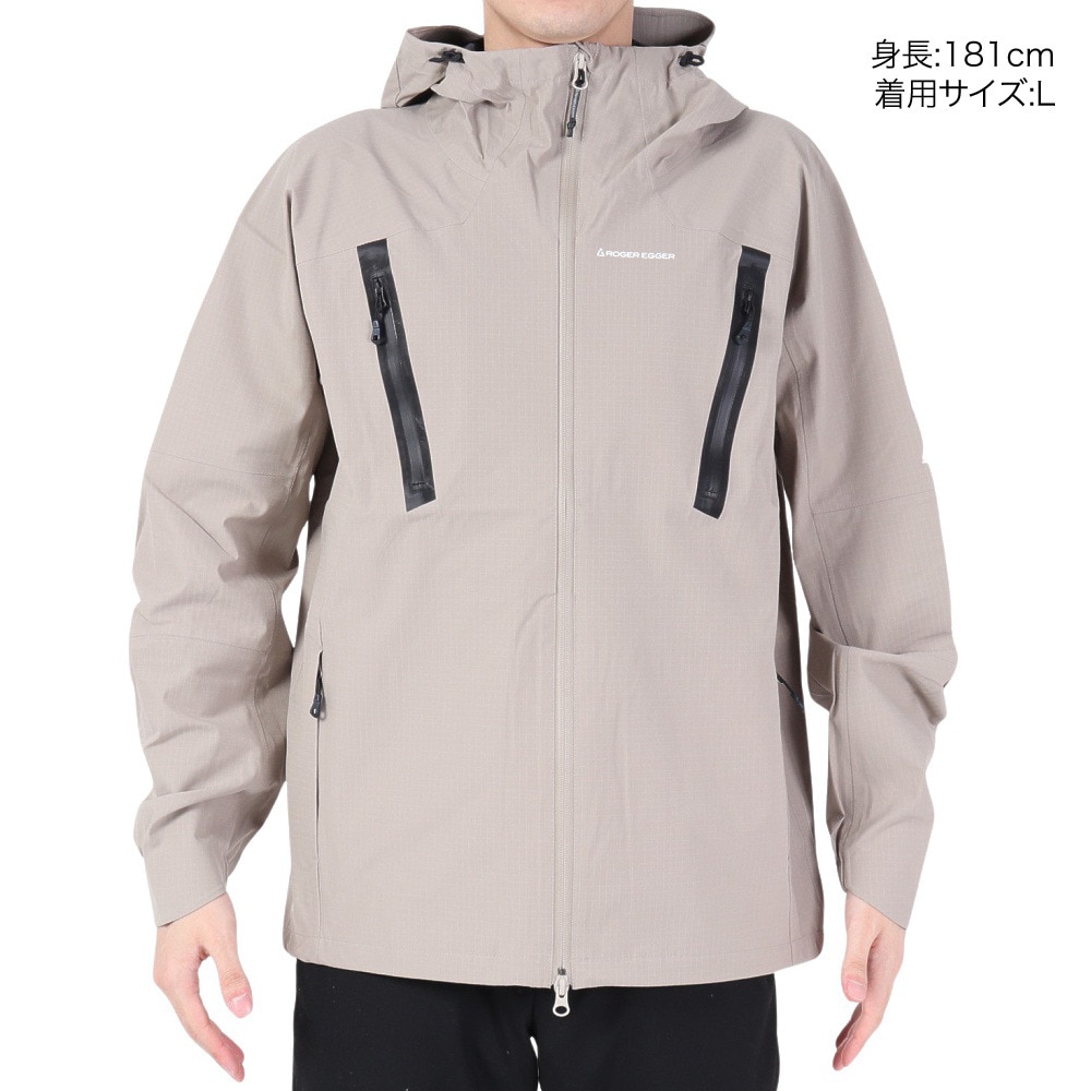 ロジャーエーガー（ROGEREGGER）（メンズ）レインジャケット 雨具 防水 CLIMAセンサーライトジャケット RE23SHY5610024BEG ベージュ 収納袋付 撥水