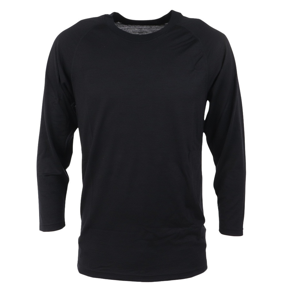 ロジャーエーガー（ROGEREGGER）（メンズ）スイスブランド 高品質 メリノウール100％ 長袖アンダー 長袖Tシャツ エボウールライト RE1FES561008BLK ブラック