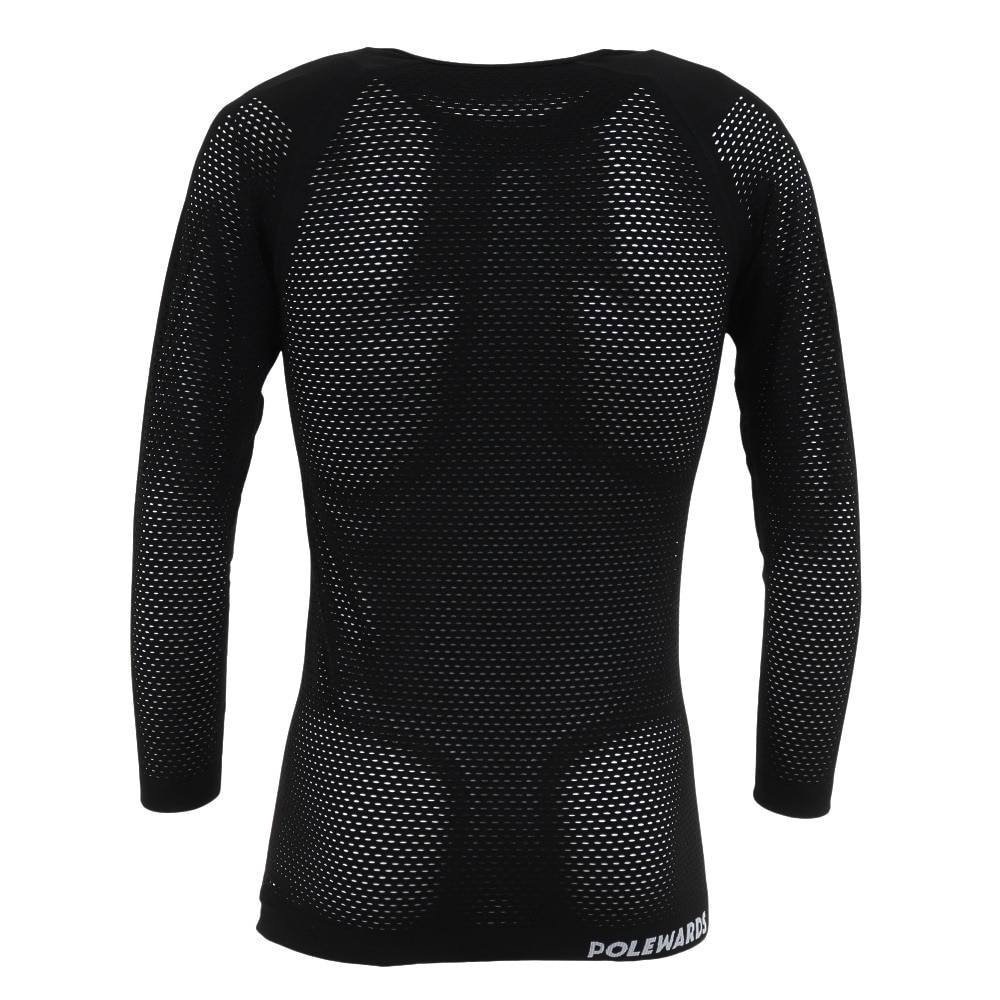 POLEWARDS（メンズ）七分袖 インナー 2枚セット ドライコンフォートメッシュアンダーシャツ PW2HJU05 BLK ブラック 専用洗濯ネット付
