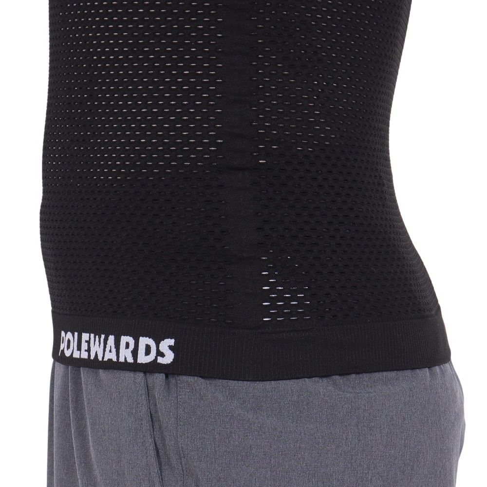 POLEWARDS（メンズ）インナー 下着 半袖アンダーウェア ドライコンフォートメッシュ PW2HJU06 BLK ブラック 洗濯専用ネット付