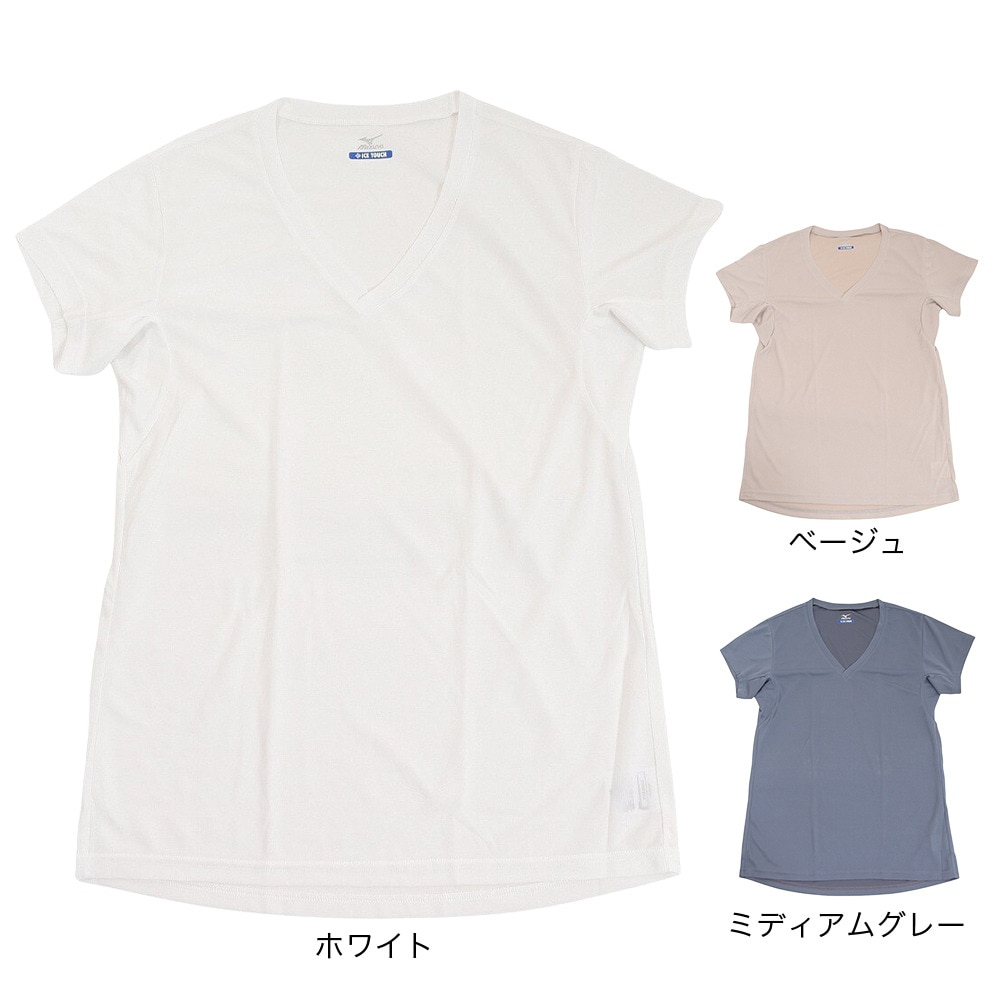 ミズノ（MIZUNO）（メンズ）インナー アンダーウェア アイスタッチ クイックドライ アンダーVネック半袖シャツ C2JAA10301 ホワイト