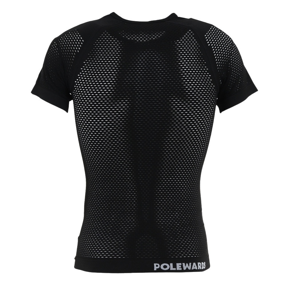 POLEWARDS（メンズ）半袖 インナー ドライコンフォートメッシュ半袖アンダーウェア PW2HJU06 BLK ブラック 専用洗濯ネット付