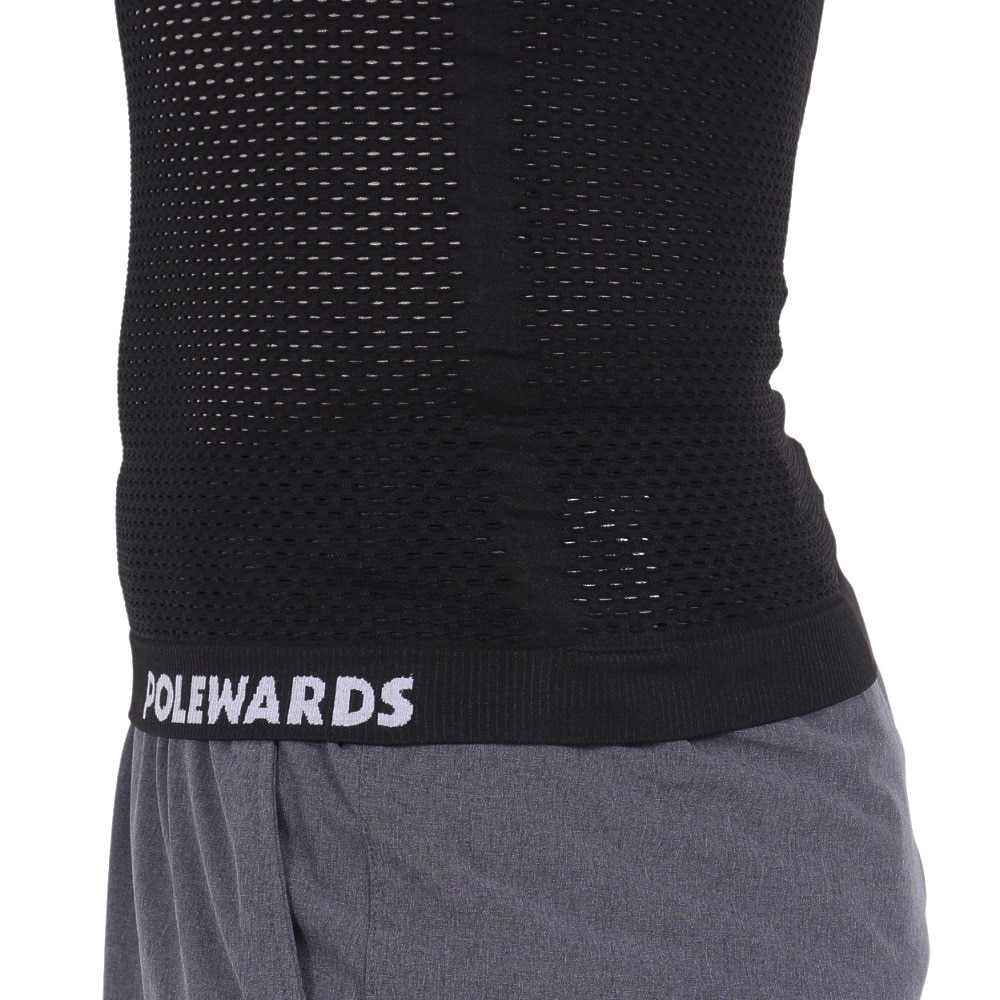 POLEWARDS（メンズ）インナー アンダーウェア ノースリーブ ドライコンフォートメッシュ PW2HJU07 BLK ブラック 洗濯専用ネット付