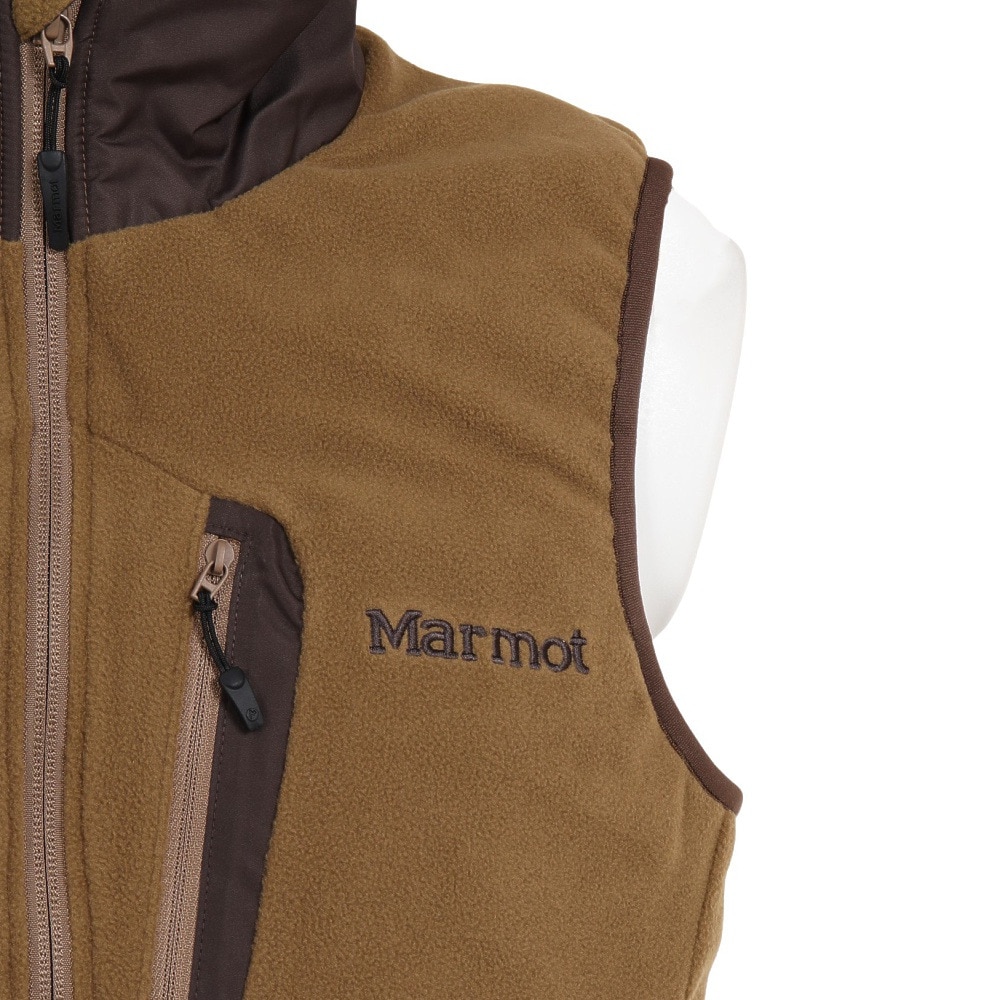 マーモット（Marmot）（メンズ）立ち襟ベスト ヒート フリースベスト TOMUJL84XB DBG ブラウン