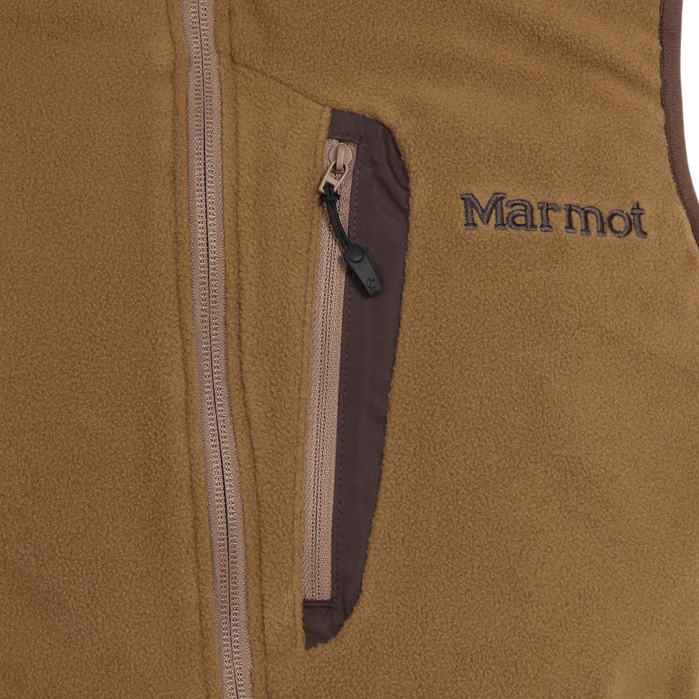 マーモット（Marmot）（メンズ）立ち襟ベスト ヒート フリースベスト TOMUJL84XB DBG ブラウン