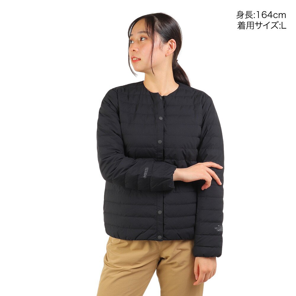 ノースフェイス（THE NORTH FACE）（レディース）ダウンジャケット アウター ウィンドストッパーゼファーシェル カーディガン NDW92262 K ブラック 収納袋付