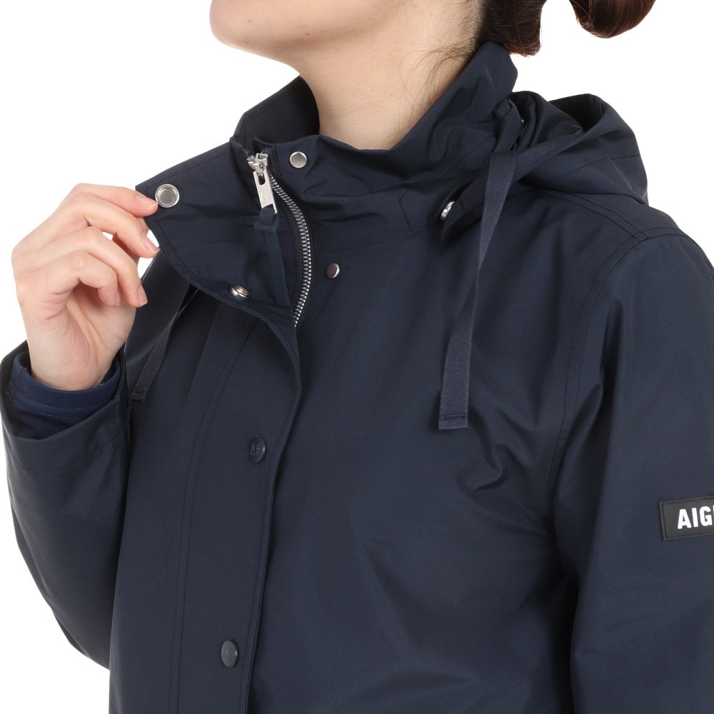 エーグル（AIGLE）（レディース）ゴアテックス アウター ジャケット フーデッドジャケット ZBFAG79-001 ネイビー 収納袋付