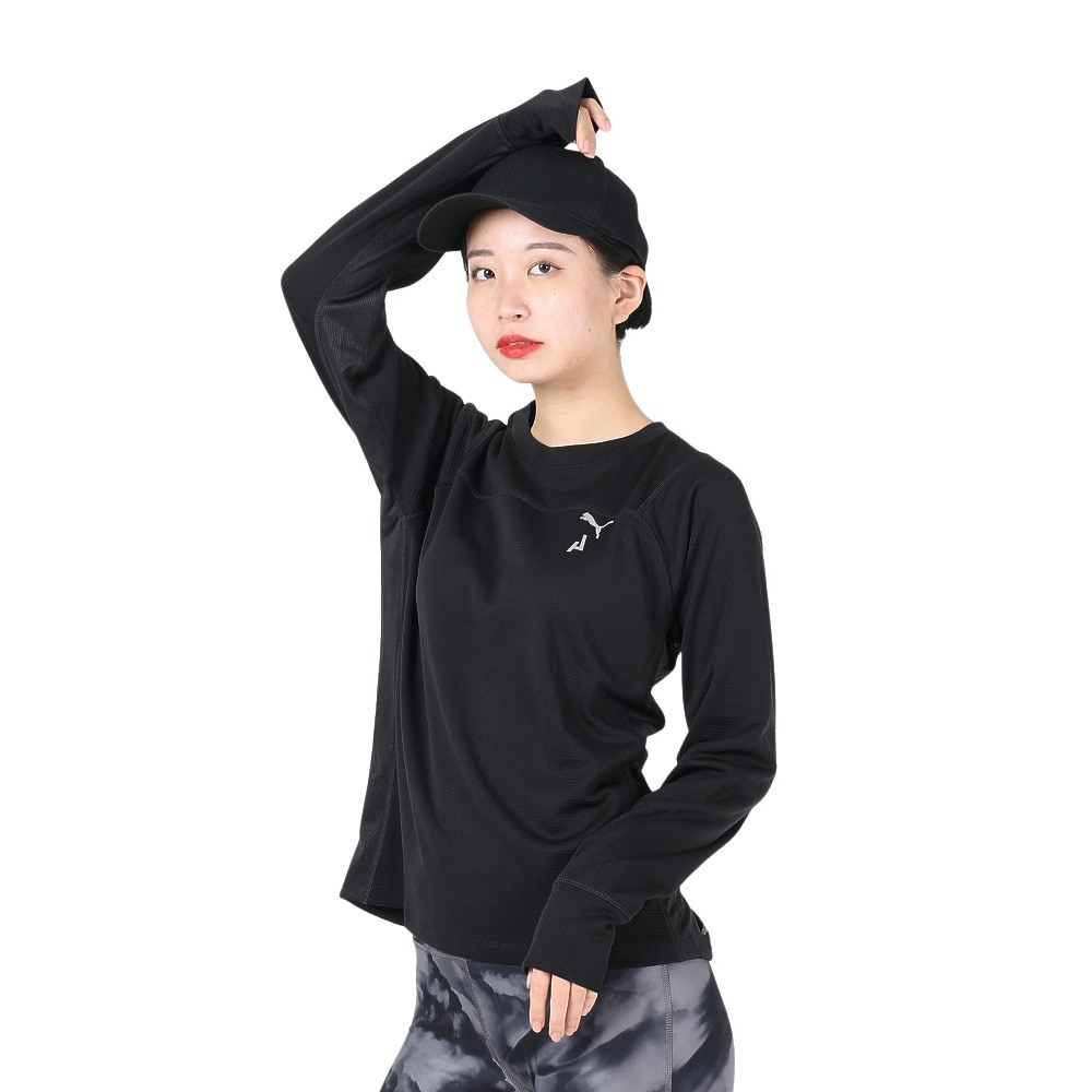 プーマ（PUMA）（レディース）長袖シャツ シーズンズ RAINCELL トレイルランニング 52322801 ブラック 防水 撥水 UVカット 