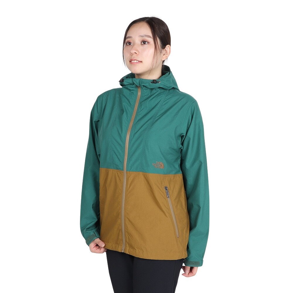 ザ・ノース・フェイス（THE NORTH FACE）（レディース）撥水 軽量 防風 アウター コンパクトジャケット NPW72230 GM グリーン 収納袋付 マウンテンパーカ